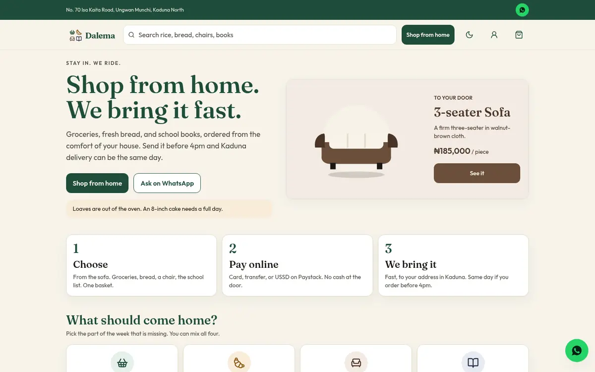 Dallema website on desktop