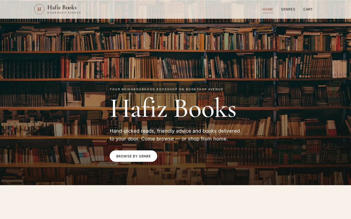Hafiz Books website on desktop