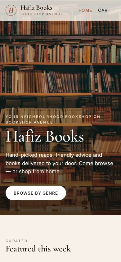 Hafiz Books website on a phone